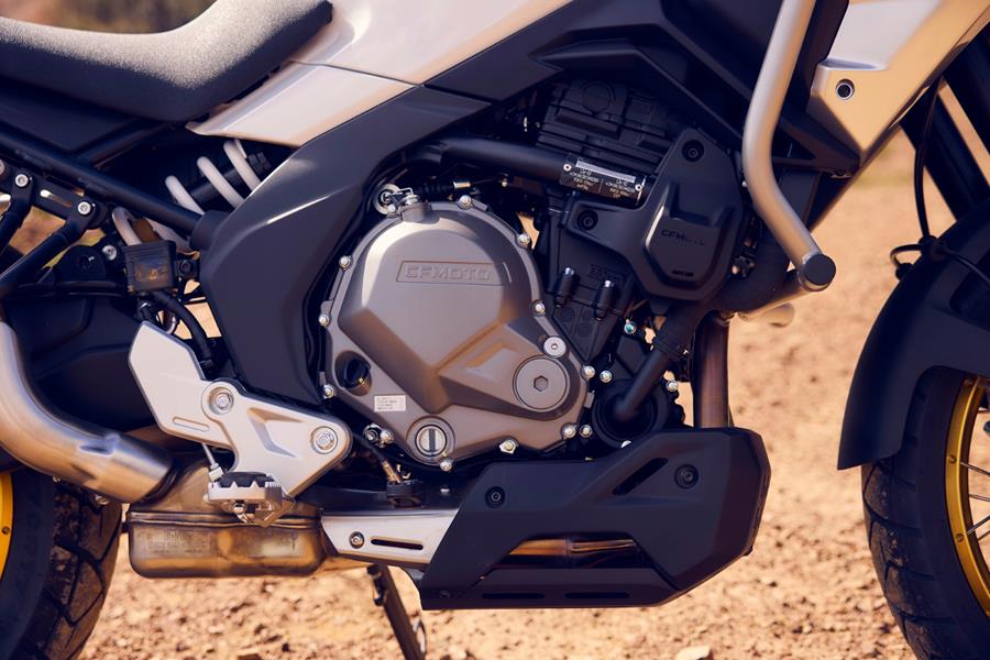 2025-on CF Moto 700MT - detail shot of the right hand side of the engine
