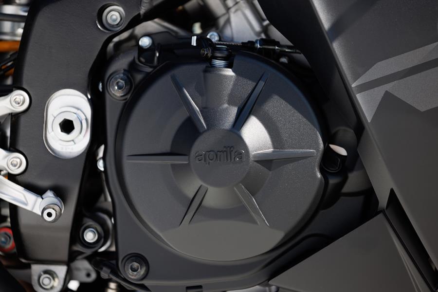 2025-on Aprilia RSV4 Factory 1100 engine close up 